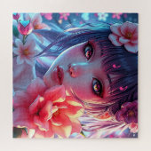Puzzle Belle Anime Girl Glitchcore Floral (Horizontal)