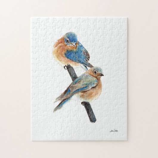 Puzzle Belle Aquarelle Bluebird Couple Art (Vertical)