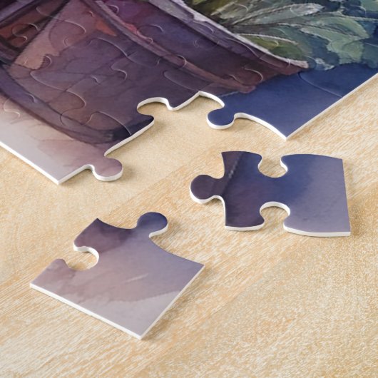 Puzzle Belle aquarelle florale devant la vitrine (Côté)