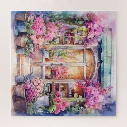 Puzzle Belle aquarelle florale devant la vitrine (Horizontal)