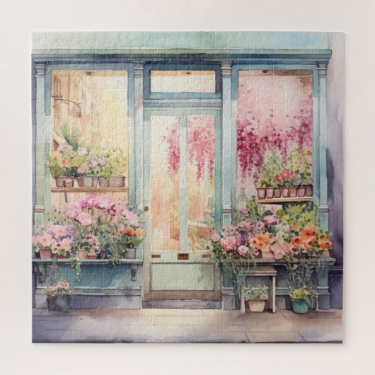 Puzzle Belle aquarelle florale devant la vitrine (Vertical)