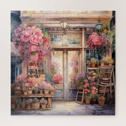 Puzzle Belle aquarelle florale devant la vitrine (Vertical)