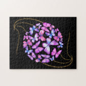 Puzzle Belle Aquarelle Papillons avec Boule d'Or (Horizontal)