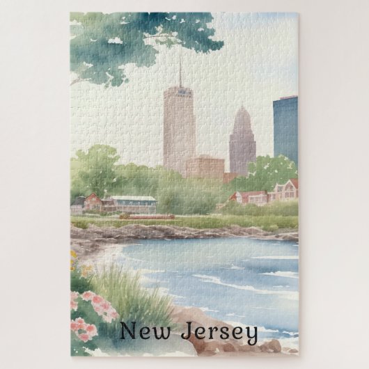 Puzzle Belle aquarelle Vintage New Jersey (Vertical)