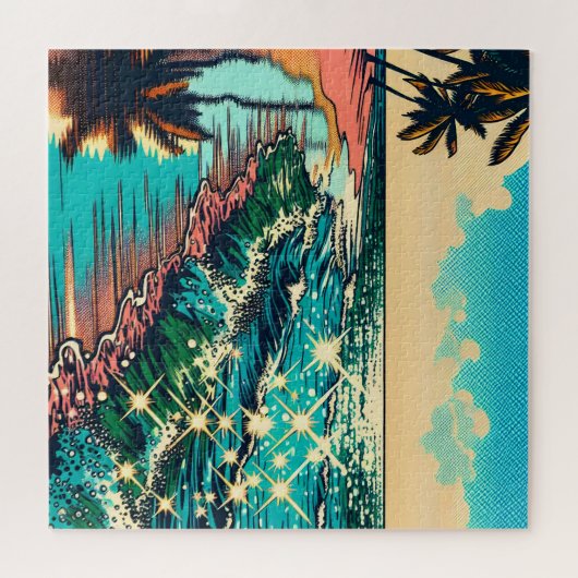 Puzzle Belle BD Pop Art Style Plage Scène (Horizontal)