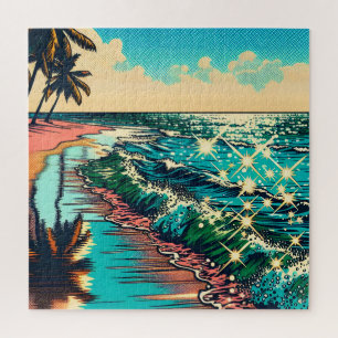 Puzzle Belle BD Pop Art Style Plage Scène