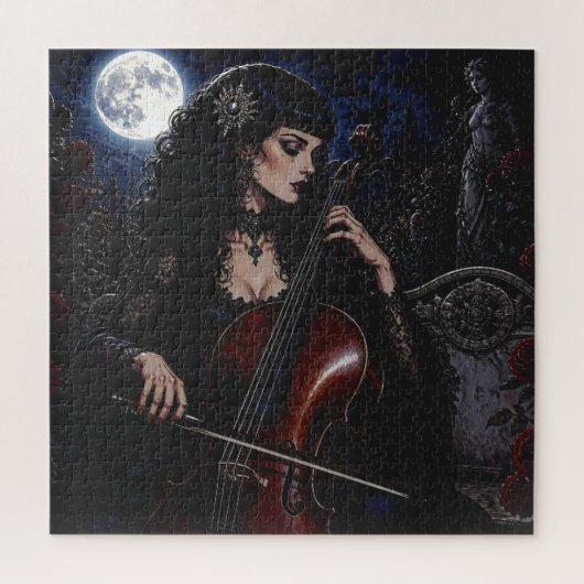 Puzzle Belle Beauté Gothique Jouant du Violoncelle  (Vertical)