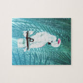 Puzzle Belle cacatoès blanc palmier tropical feuille (Horizontal)