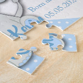 Puzzle Belle caricature bébé éléphant sur une polka bleue (Côté)