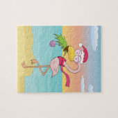 Puzzle Belle caricature Flamingo de Noël sur la plage (Horizontal)