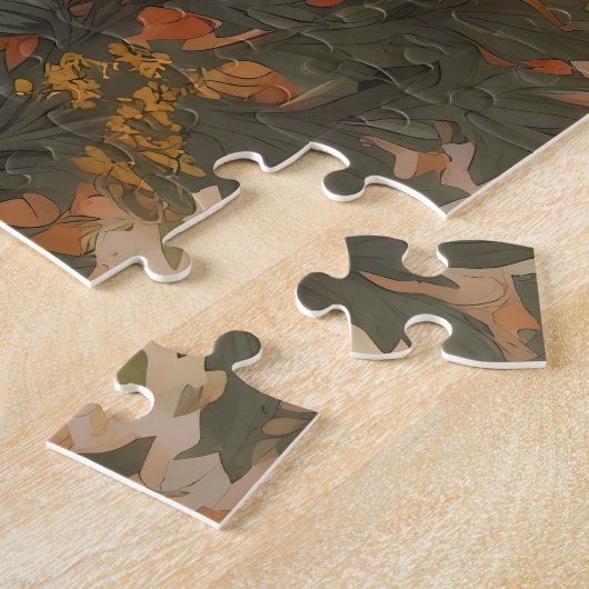 Puzzle Belle Chat Calico Avec Fleurs Marigold (Côté)