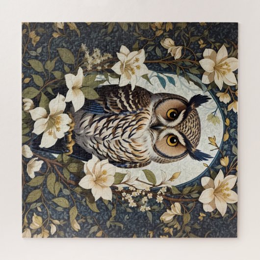 Puzzle Belle Chouette Et Fleurs De Jasmin (Horizontal)