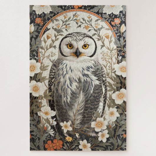 Puzzle Belle Chouette Harfang Inspirée de William Morris (Vertical)