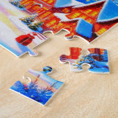 Puzzle Belle Chouette neigeuse survolant le village de No (Côté)