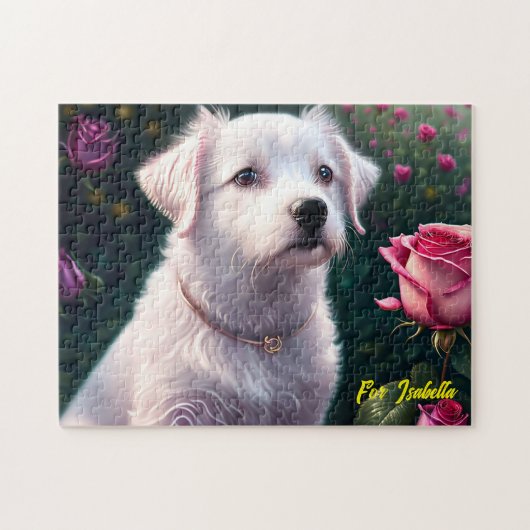 Puzzle Belle Collection Chien Et Rose (Horizontal)