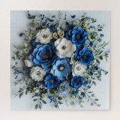 Puzzle Belle composition florale bleue et blanche (Horizontal)