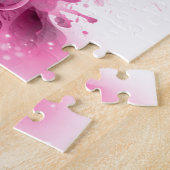 Puzzle Belle cool rose gris fleurs éclat feuille (Côté)