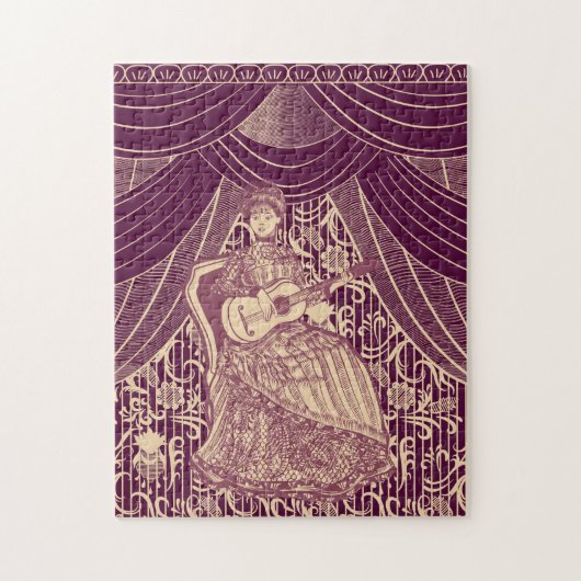Puzzle Belle dame avec guitare (Vertical)