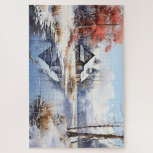 Puzzle Belle esquisse aquarelle de cottage d'hiver