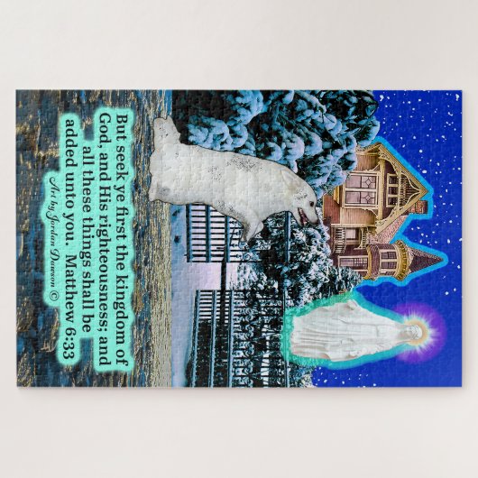 Puzzle Belle Esquisse et écriture ange Matthieu 6:33 (Horizontal)