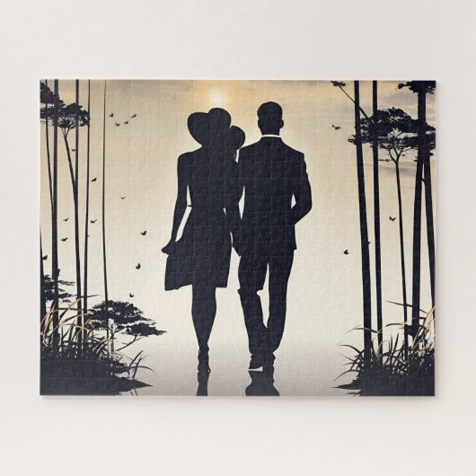 Puzzle Belle et élégante Couple Romantique Promenade (Horizontal)