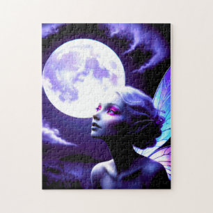Puzzle Belle Fée Regarder la Pleine lune