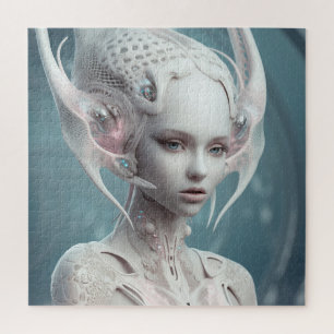Puzzle Belle femme Alien en blanc