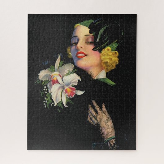 Puzzle belle femme aux orchidées (Vertical)