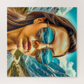 Puzzle Belle femme dans les lunettes de soleil La réflexi (Horizontal)