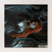 Puzzle Belle femme gothique sur chaise dragon (Horizontal)