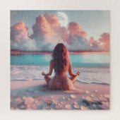 Puzzle Belle femme méditant sur la plage vierge (Vertical)