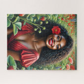 Puzzle Belle Femme Noire En Art Rouge Fraise (Horizontal)
