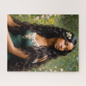 Puzzle Belle femme noire peinture florale (Horizontal)