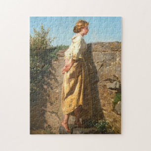 Puzzle Belle femme regardant le mur (Vintage)