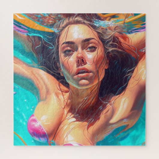Puzzle Belle Femme sous l'eau AI Art (Vertical)