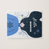 Puzzle Belle fille Bonjour hiver (Horizontal)