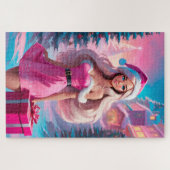 Puzzle Belle fille de Noël rose 01 (Horizontal)