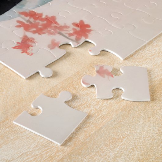 Puzzle Belle fille japonaise avec un chat noir (Côté)