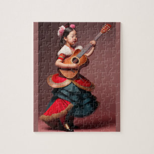 Puzzle Belle Fille Jouant de la Guitare