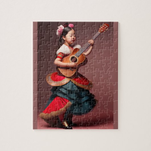 Puzzle Belle Fille Jouant de la Guitare (Vertical)