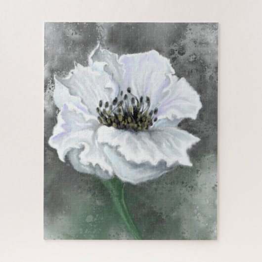 Puzzle Belle Fleur Blanche - Peinture d'Art Blanc Noir (Vertical)