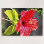 Puzzle Belle Fleur d'Hibiscus Tropical Rouge Artistique (Horizontal)