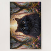 Puzzle Belle Fluffy Chat Noir avec yeux or (Vertical)