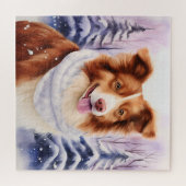 Puzzle Belle frontière Brown Collie Chien (Horizontal)