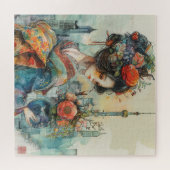 Puzzle Belle Geisha avec Fleurs (Horizontal)