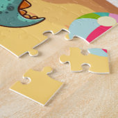 Puzzle Belle glace manger dino à la plage (Côté)