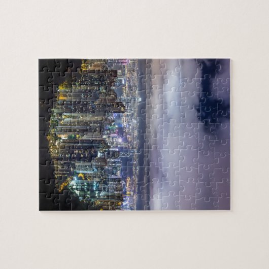 Puzzle Belle Hong Kong ville vue nuit sombre (Horizontal)