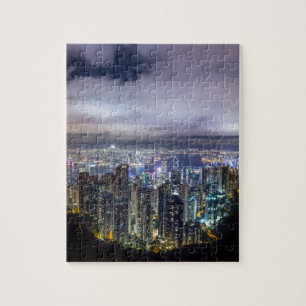 Puzzle Belle Hong Kong ville vue nuit sombre