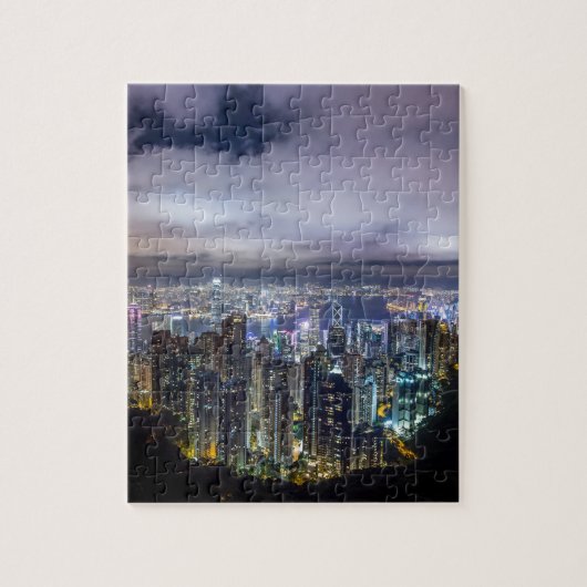 Puzzle Belle Hong Kong ville vue nuit sombre (Vertical)