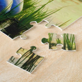 Puzzle Belle Jeune Femme Assis avec le Cerf et Lis (Côté)